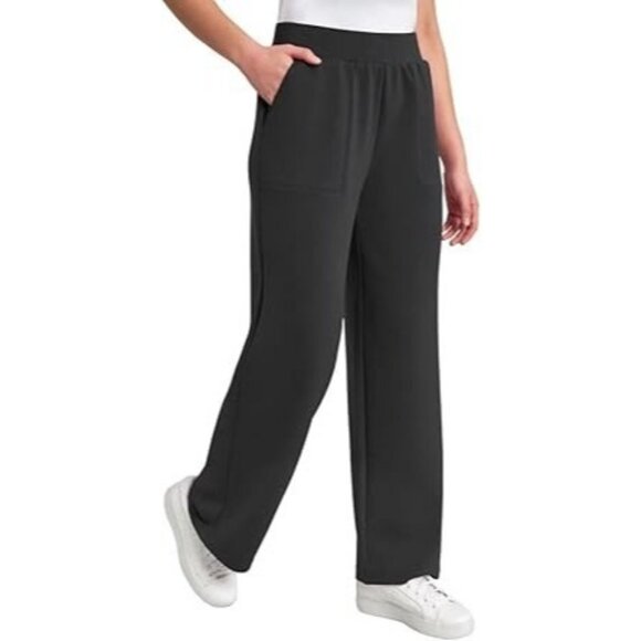Mondetta XL High-Rise Wide Ultra-soft Leg Pants Casual Stretch Relaxed Fit Black - Picture 1 of 4